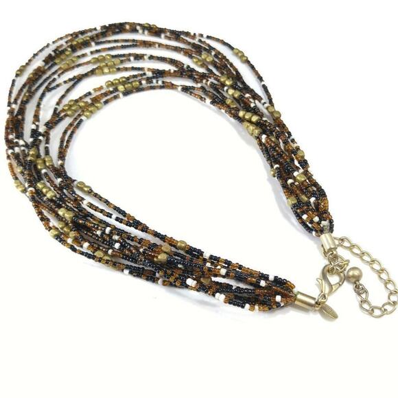 Chico's Boho Seed Bead Glass Multi-strand Necklace, Multicolored Natural Tones - Picture 4 of 9